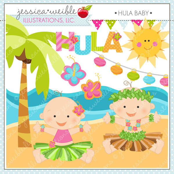 Hula Baby Cute Digital Clipart For Commercial By Jwillustrations