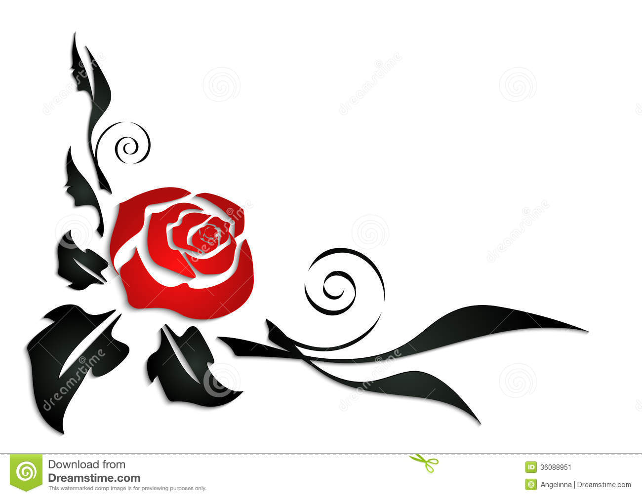 Illustration Of Abstract Rose Corner With Black Leaves