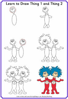 Learn To Draw Thing 1 And Thing 2