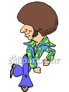 Man With A Big Afro Dancing   Royalty Free Clipart Picture