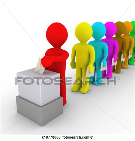   Many People In Line Take Turn To Vote  Fotosearch   Search Clipart    