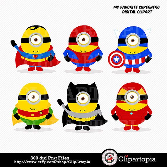My Favorite Superhero Digital Clipart   Cute Superheroes For Personal    
