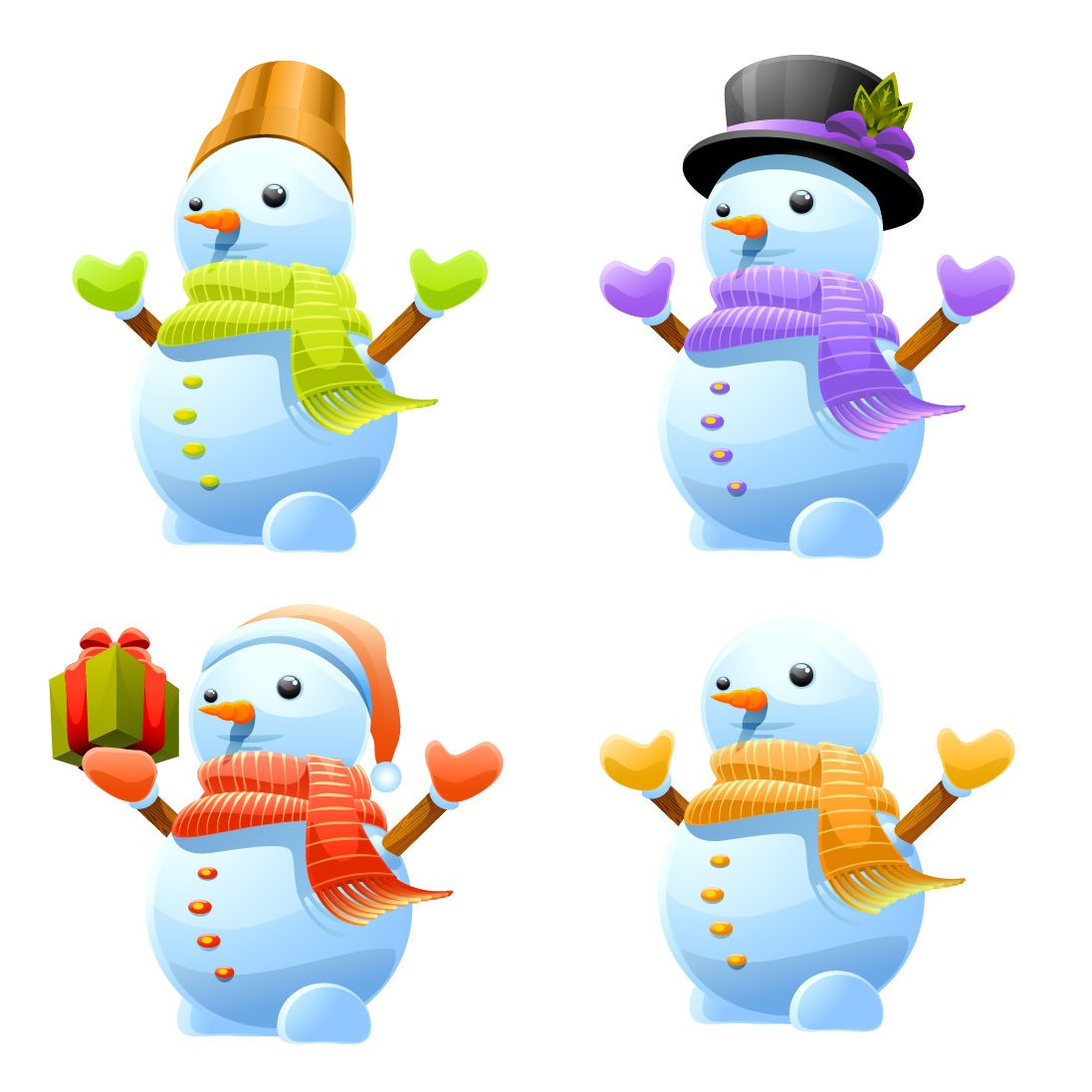 Name  3d Cute Snowman Vector Set