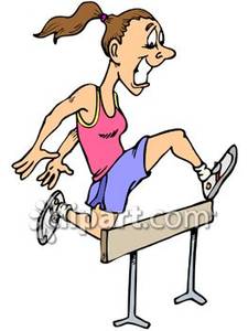     Of A Female Athlete Jumping A Hurdle   Royalty Free Clipart Picture