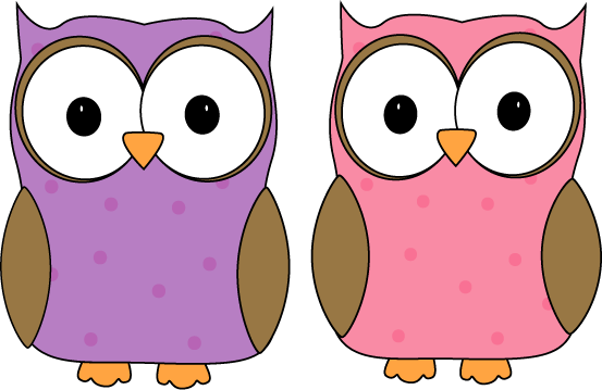 Owl Friends Clip Art Image   A Pink Owl And Purple Owl Sitting Side By