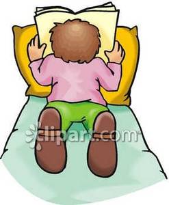 Person Reading In Bed   Royalty Free Clipart Picture