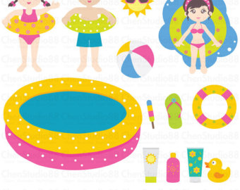 Pool Party Vector   Digital Clipart   Instant Download   Eps Pdf And