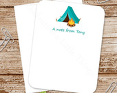 Set Of 12 Camping Note Cards   Personalized Stationery   Thank You
