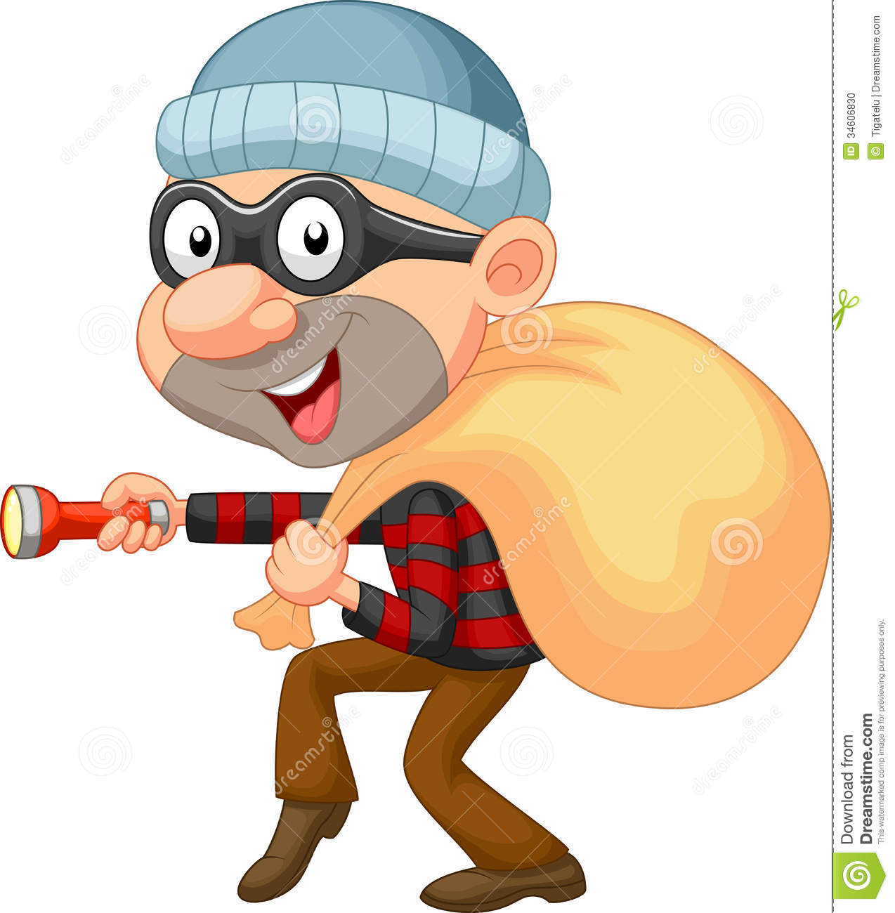 Thief Cartoon With Sack Of Money Stock Photo   Image  34606830