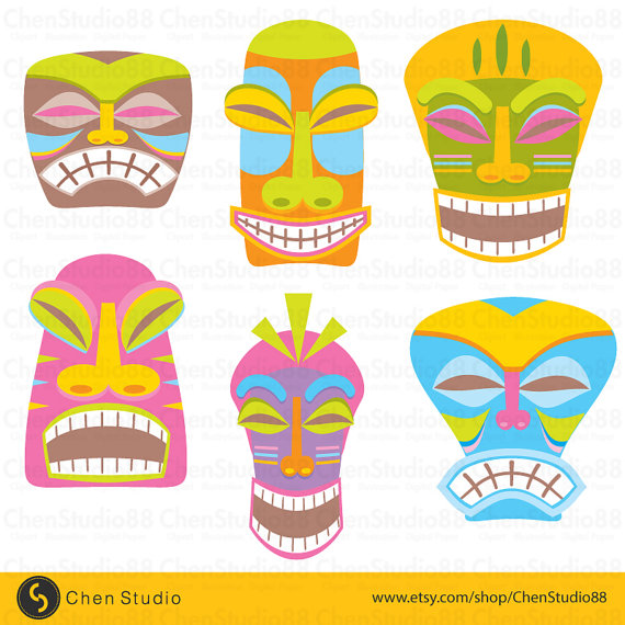 Tiki Vector   Digital Clipart   Instant Download   Eps Png Files    