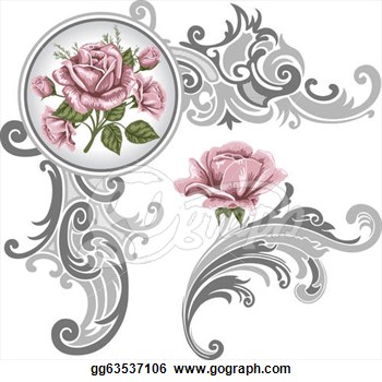 Vector Clipart   Corner Piece Ornament Of Roses  Vector Illustration