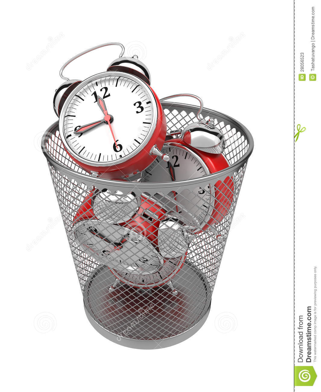 Wasting Time Concept Red Clocks In Metal Trash Bin Mr No Pr No 2 811 4