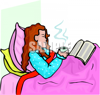Woman Drinking Sleepytime Tea In Bed Clipart Image   Foodclipart Com
