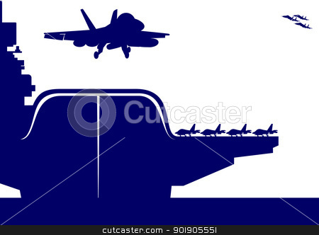 Aircraft And An Aircraft Carrier Stock Vector Clipart The Plane Takes