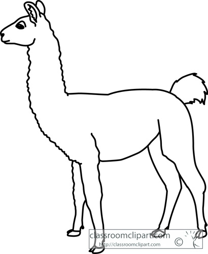 Animals   Llama Animal Outline   Classroom Clipart