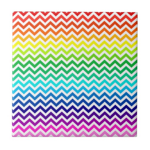Chevron Zig Zag Pattern In Bright Rainbow Colours Small Square Tile