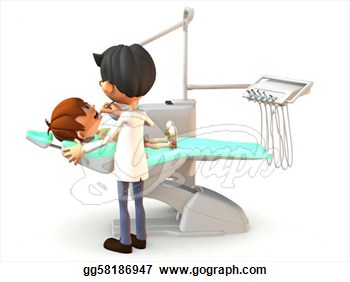 Clipart   Cartoon Boy Getting A Dental Exam   Stock Illustration