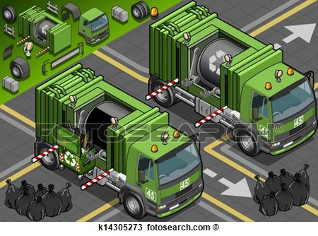 Clipart   Isometric Garbage Truck In Front View  Fotosearch   Search    