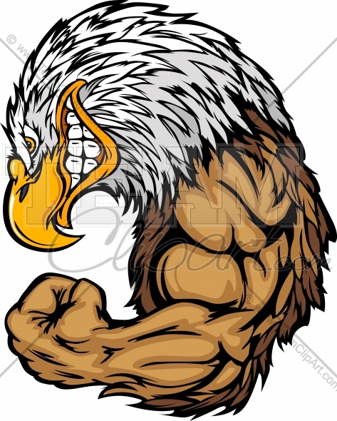Eagle Mascot Flexing Arms Cartoon Vector Clipart Image   Team Clipart