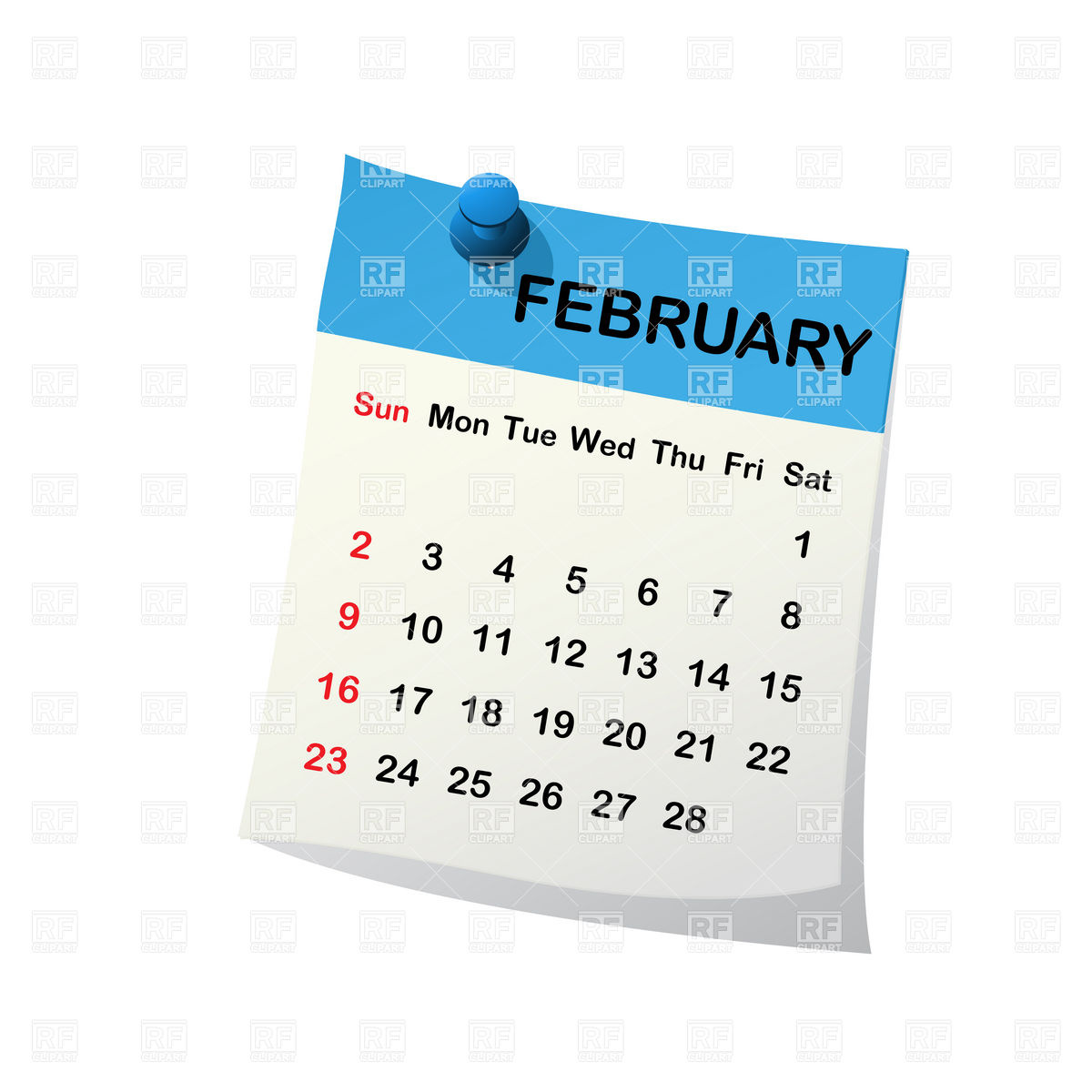 February 2014 Month Calendar Download Royalty Free Vector Clipart