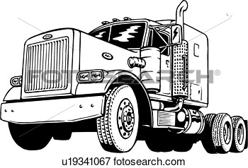 Lineart Classic Peterbilt Truck  Fotosearch   Search Clipart