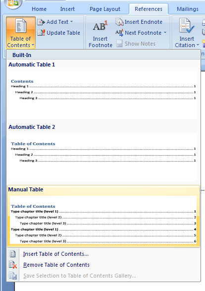      Manual Table Of Contents   Then Choose Table Of Contents And M Png