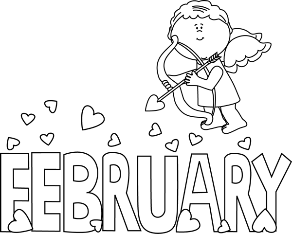 Month Of February Valentine Love Black White Png