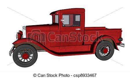 Of Vintage Old Red Pickup Truck   From The 1930s A Vintage Old