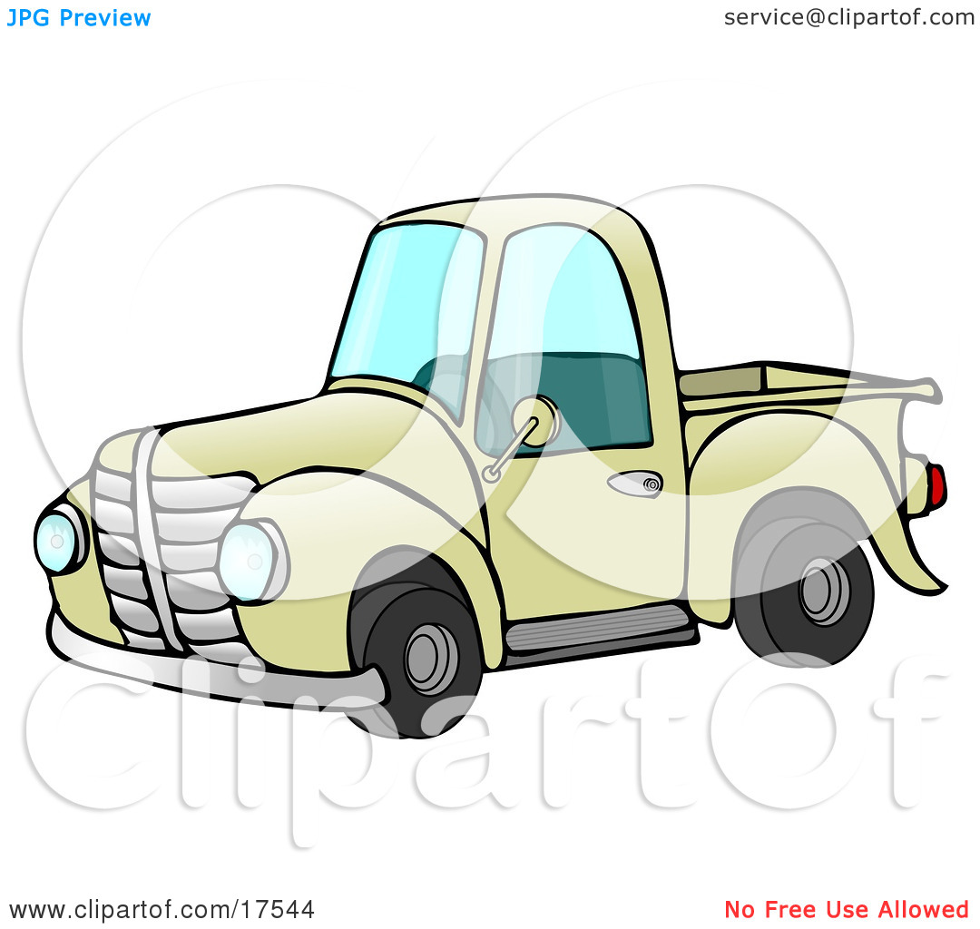 Old Fashioned Yellow Pickup Truck Clipart Illustration By Djart  17544