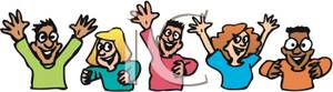 People Cheering Shouting  And Waving   Royalty Free Clipart Picture