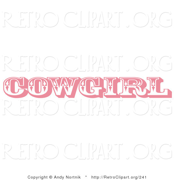 Retro Clipart Of A Pink Western Text Cowgirl Bathroom Sign By Andy