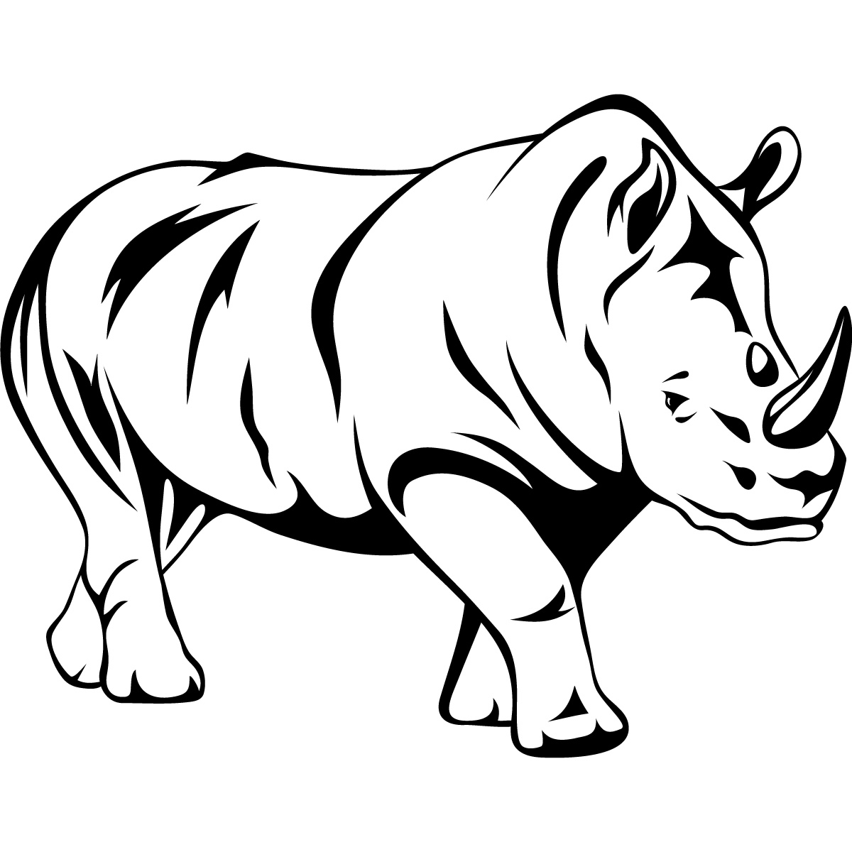 Rhinoceros Side View Outline Animals Wall Decal Wall Art Sticker