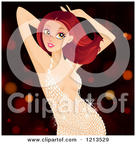 Sexy Red Haired Caucasian Disco Diva Woman Dancing In A Crys