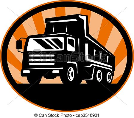 Stock Illustration   Dump Truck Viewed From Front At Low Angle   Stock