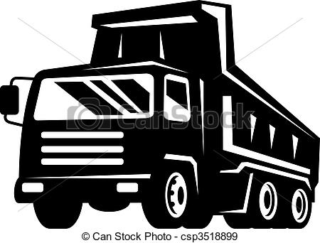 Stock Illustration   Dump Truck Viewed From Front At Low Angle   Stock