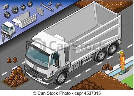 Vector   Isometric Container Truck In Front View   Stock Illustration