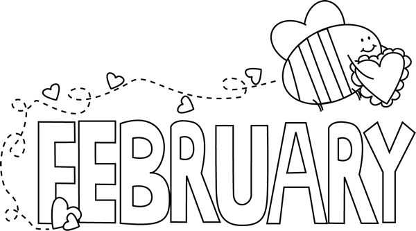 White February Valentine Love Bee Clip Art   Black And White February