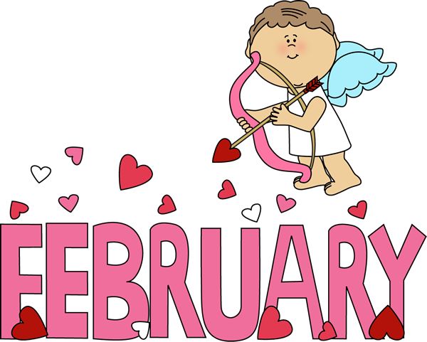 Word February In Large    February Birthday February Cupid Clipart