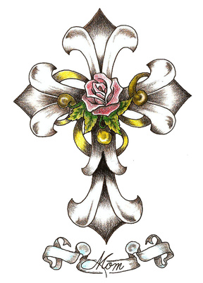 Celtic Cross Clip Art Tattoo Design   Rose Flower   Just Free Image
