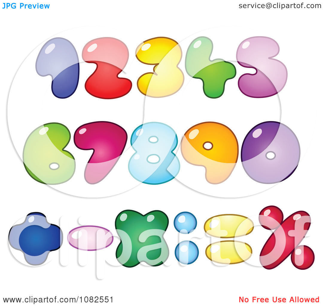 Clipart Colorful Fat Bubble Numbers   Royalty Free Vector Illustration