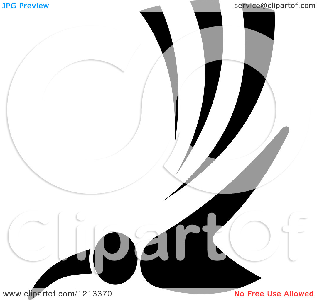 Clipart Of A Black And White Swimmer   Royalty Free Vector