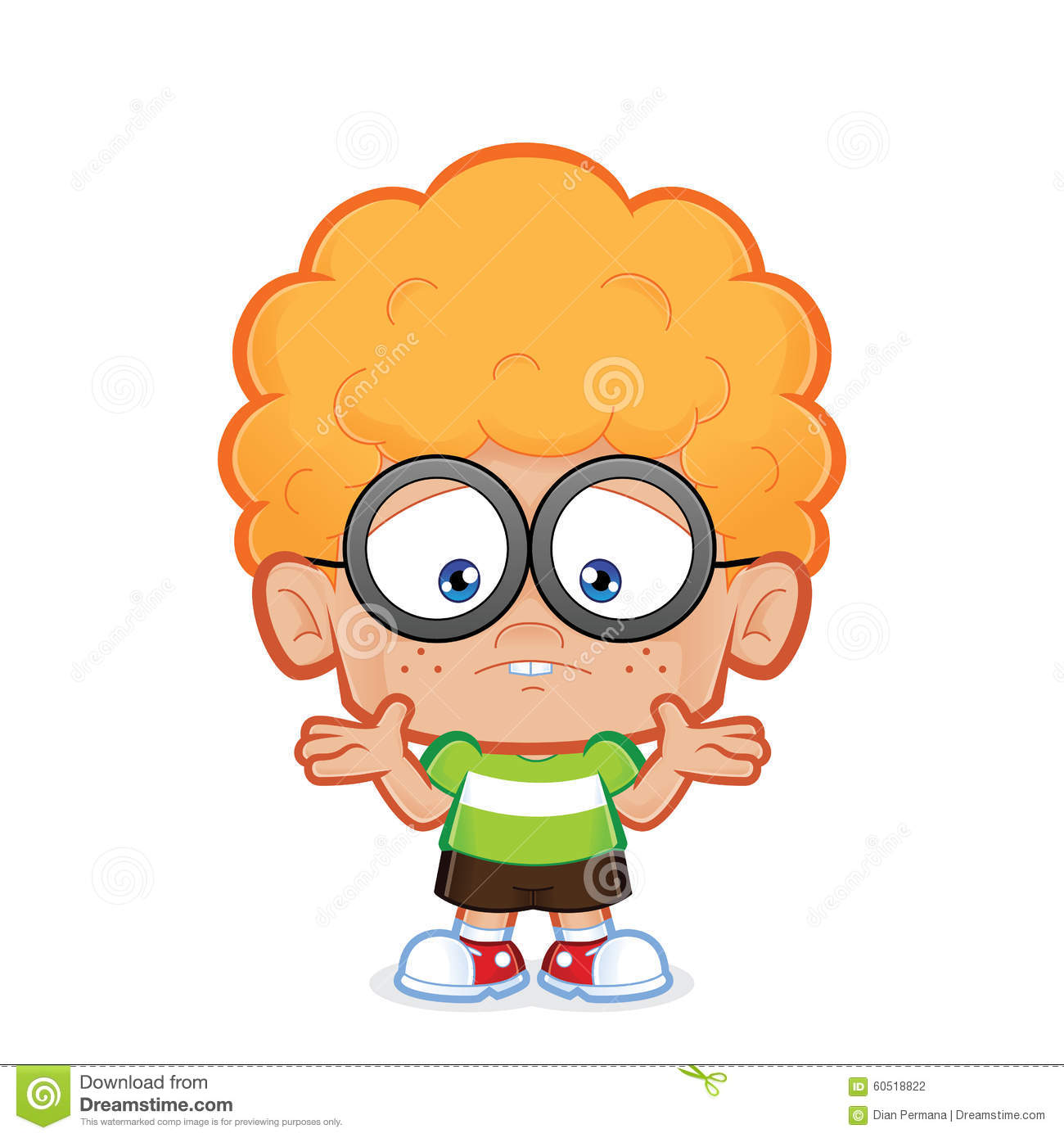 Clipart Picture Of A Confused Nerd Boy Cartoon Character 