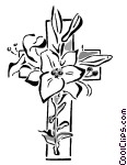 Cross With Flowers Vector Clip Art