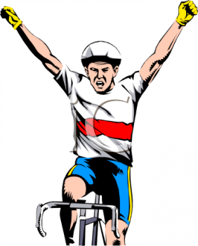 Cyclist Winning A Race   Royalty Free Clip Art Illustration