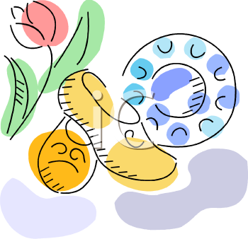 Dutch Wooden Shoes And A Tulip   Royalty Free Clip Art Illustration