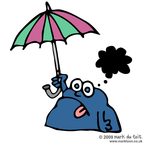 Gloomy Looking Holding Up An Umbrella Clipart