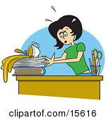 Important Paperwork On Her Desk At The Office Clipart Illustration