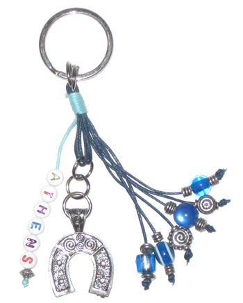 Lucky Eye Keychain With Greece Beads   Charms Athens Horseshoe 1