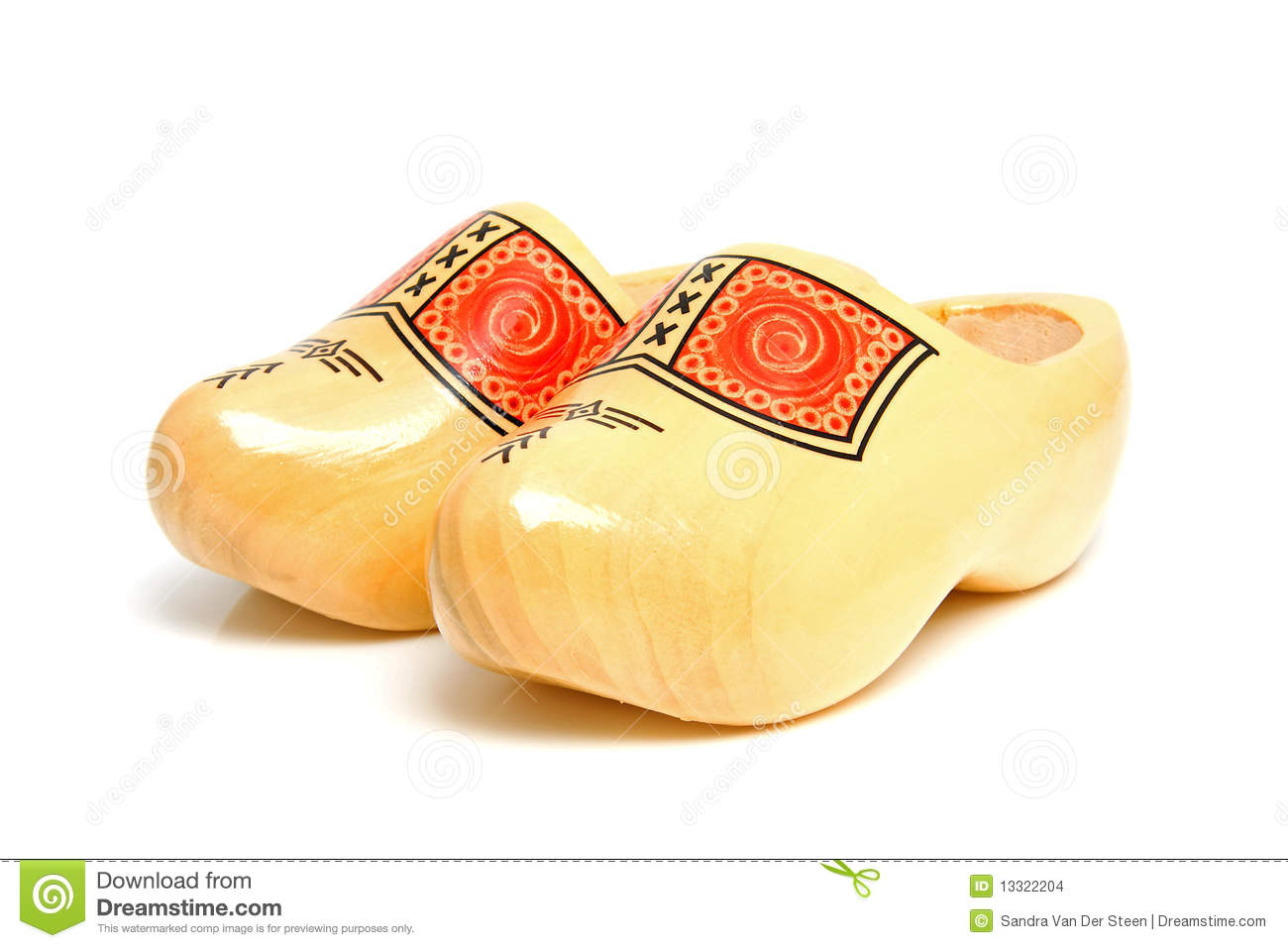 Pair Of Traditional Dutch Yellow Wooden Shoes Stock Images   Image