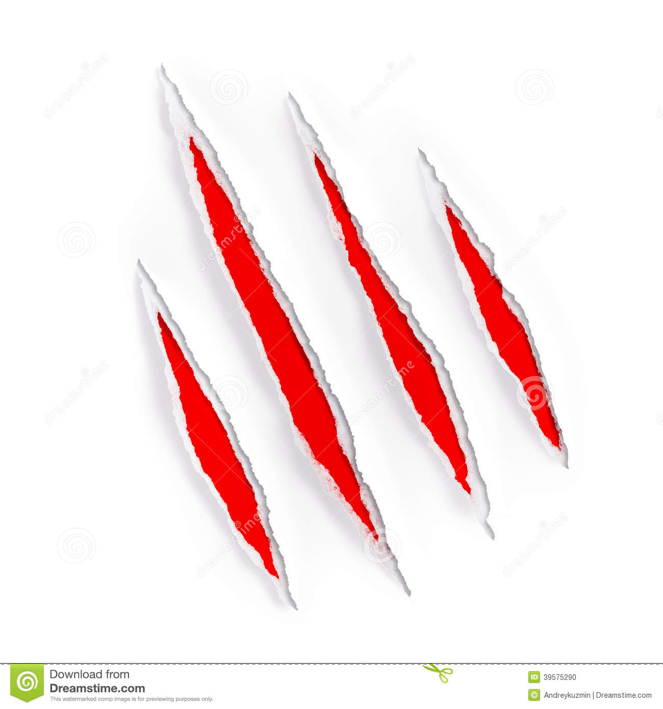 Red Claw Scratches Marks On Torn Paper Stock Photo   Image  39575290